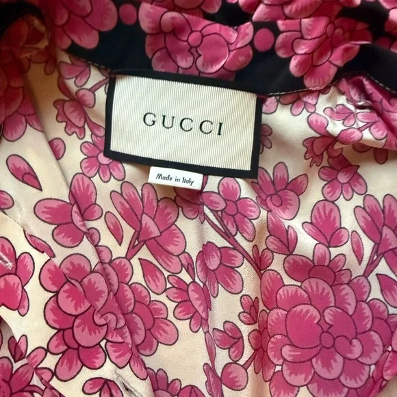 Gucci Pink and Black Floral Long Sleeve Dress - Picture 2 of 5